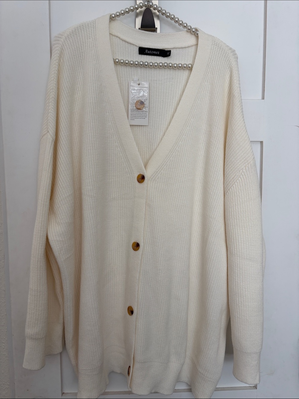 🆕 Cream Button-Front V-Neck Women's Sweater Cardigan size XL